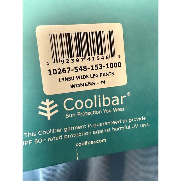 Coolibar Lynsu Wide Leg Pants Medium Blue Flowy UPF 50+ Travel Lounge Beach Reso - Picture 2 of 4